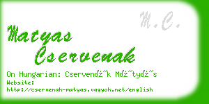 matyas cservenak business card